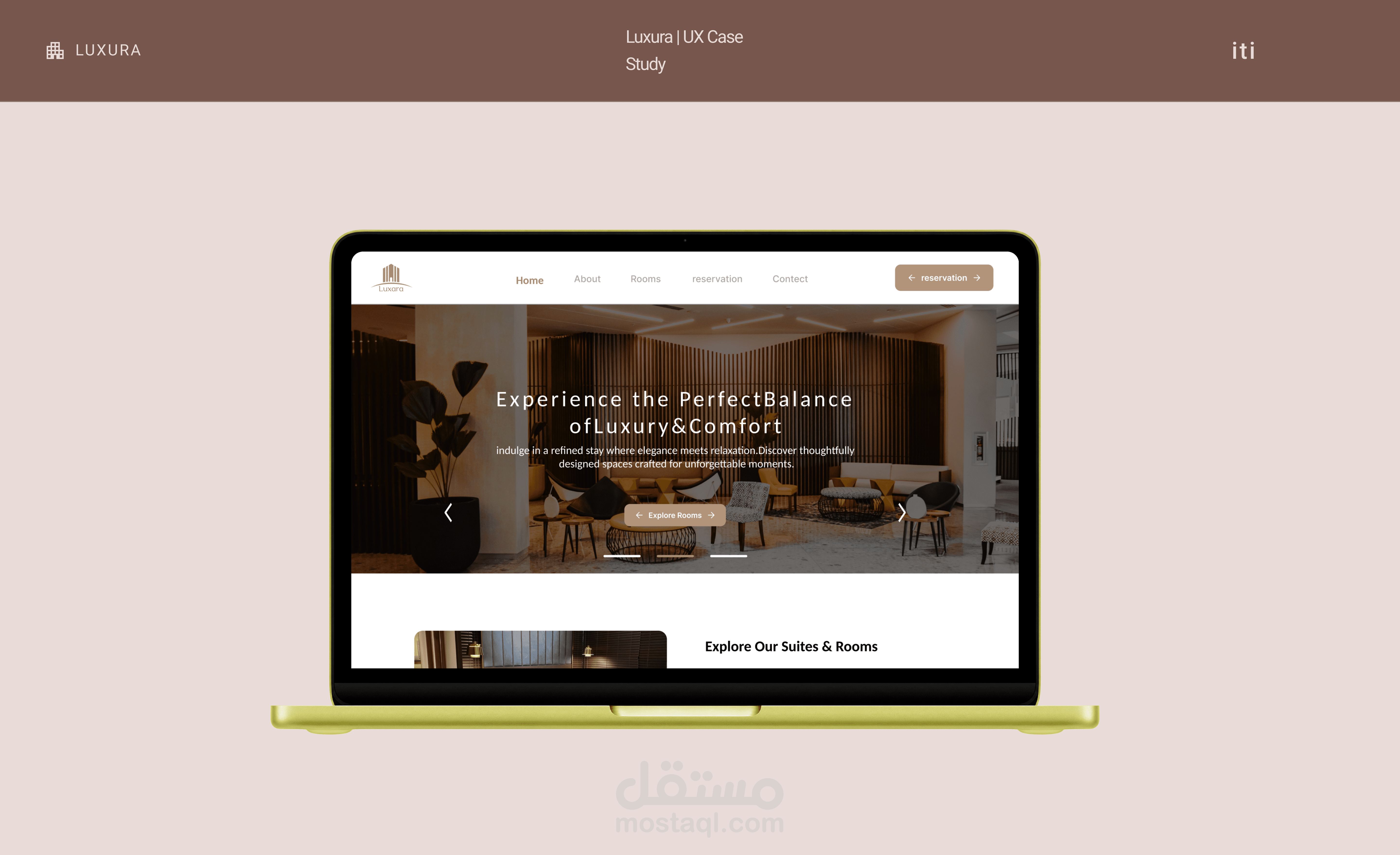 تصميم تجربة مستخدم (UX/UI) لموقع حجز فنادق فاخر