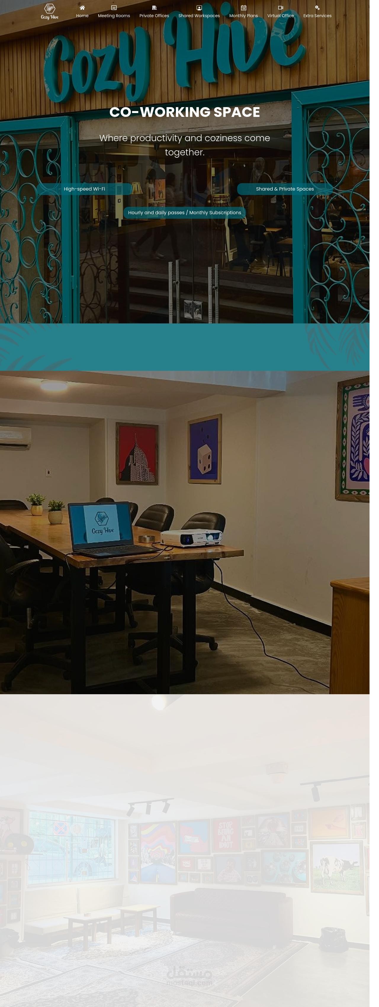 موقع لعميل صاحب Co-Working Space يسمي Cozy Hive
