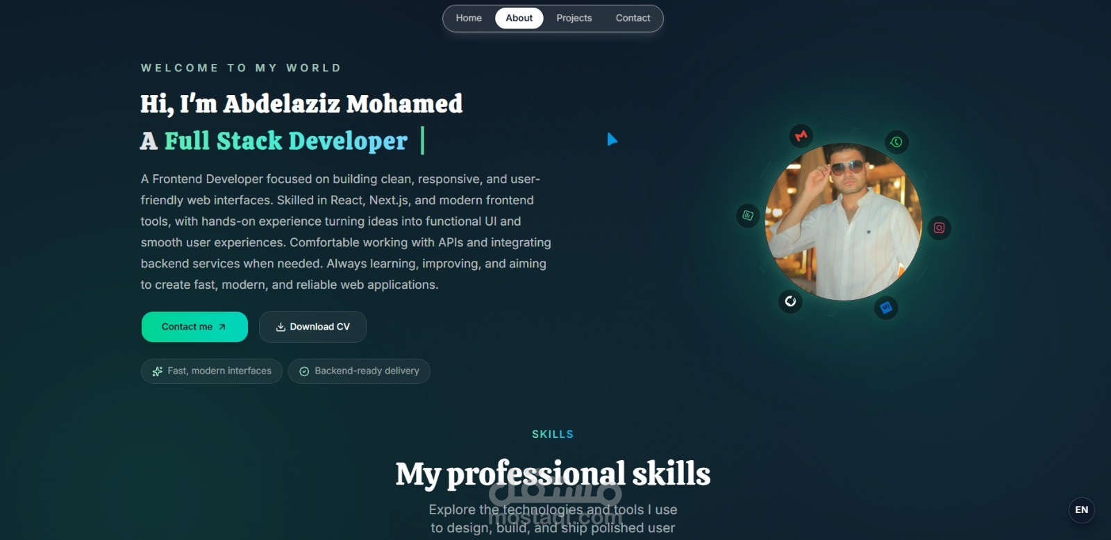 موقع بورتفوليو شخصي - Portfolio Website with Admin Panel