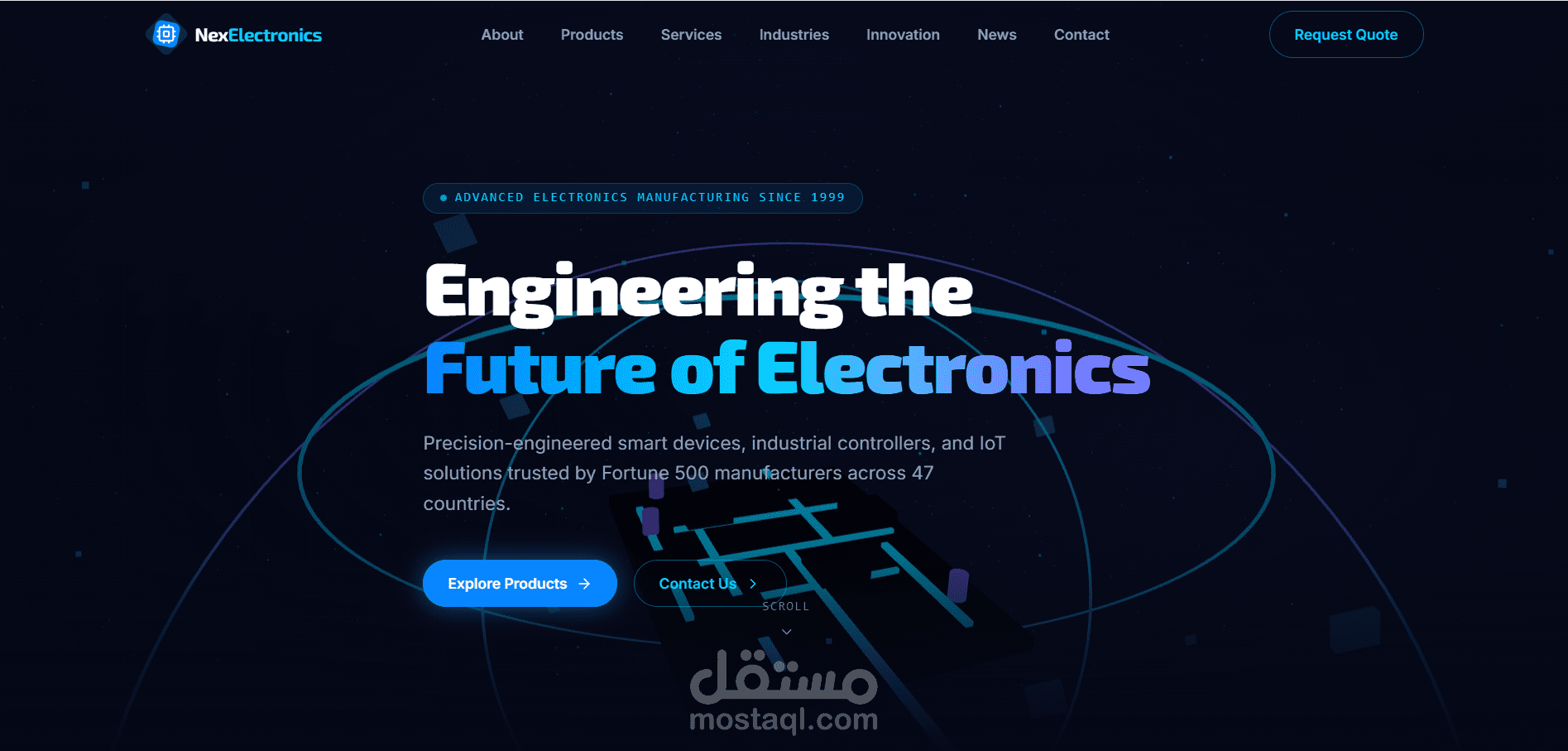 صفحه هبوط لشركه الكترونيات
