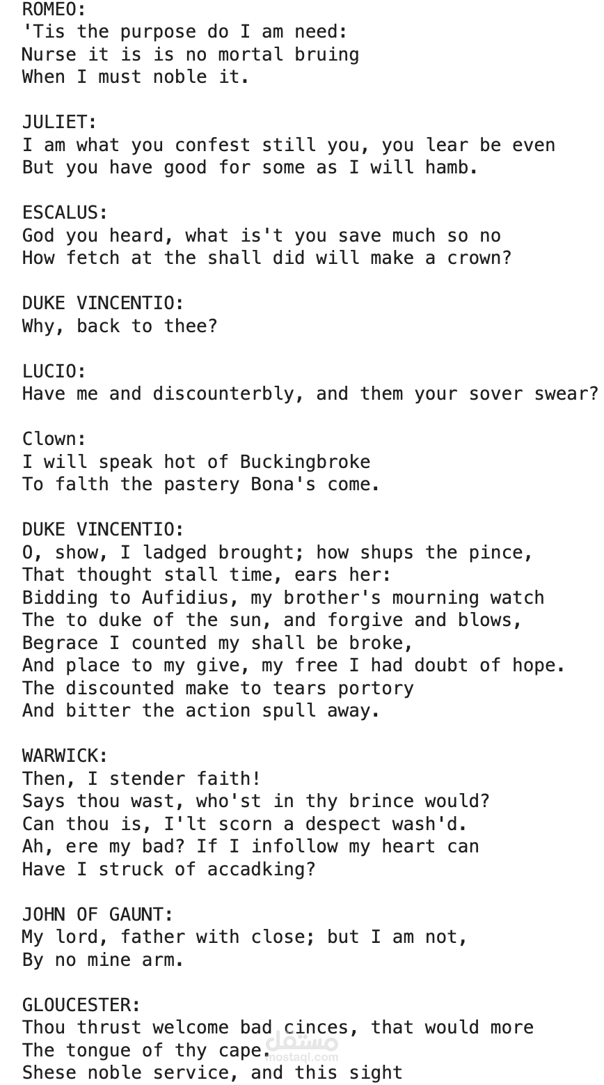 Implementing RNN technique on shakespeare's dataset