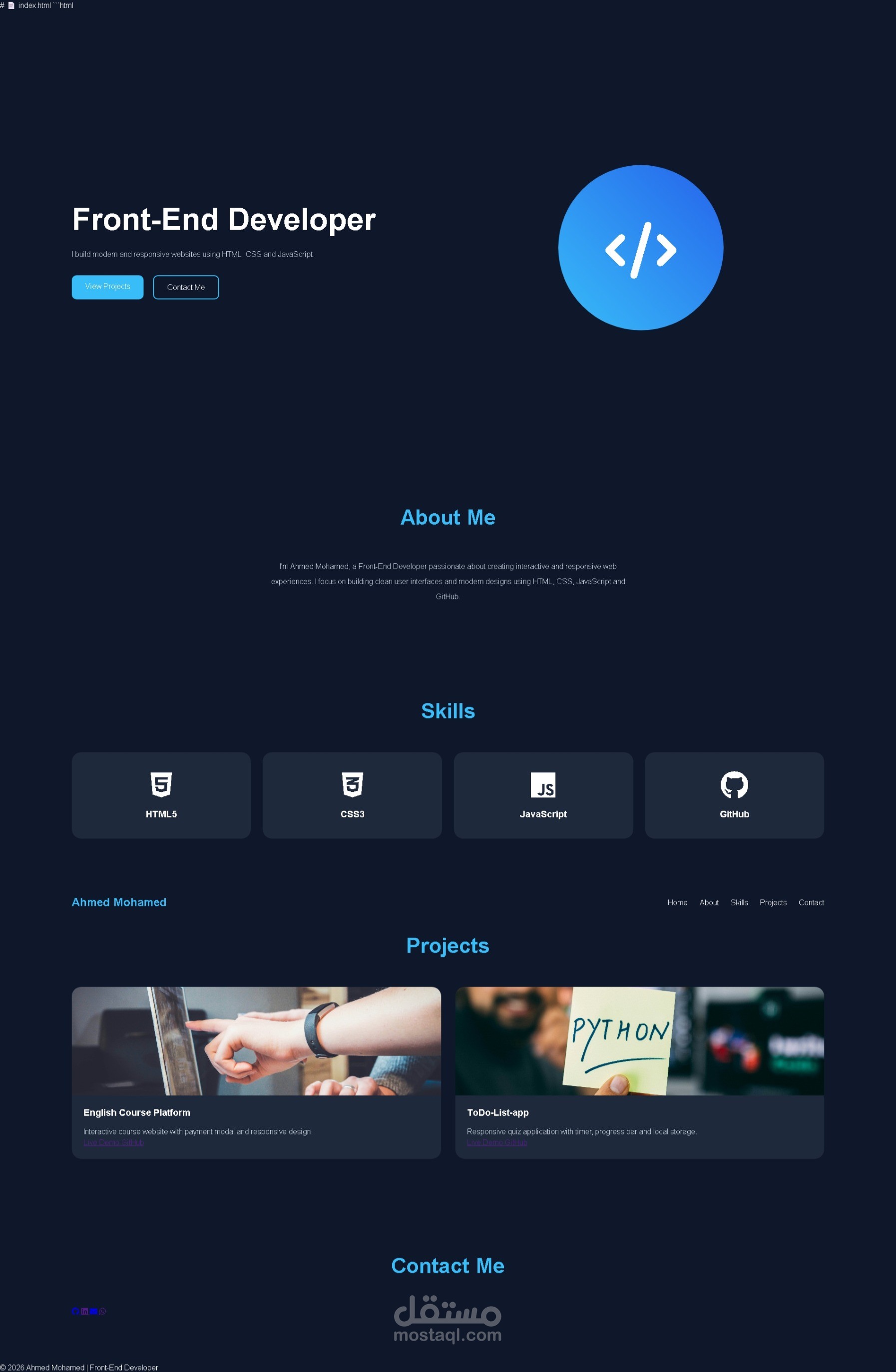 Professional Front-End Portfolio Website