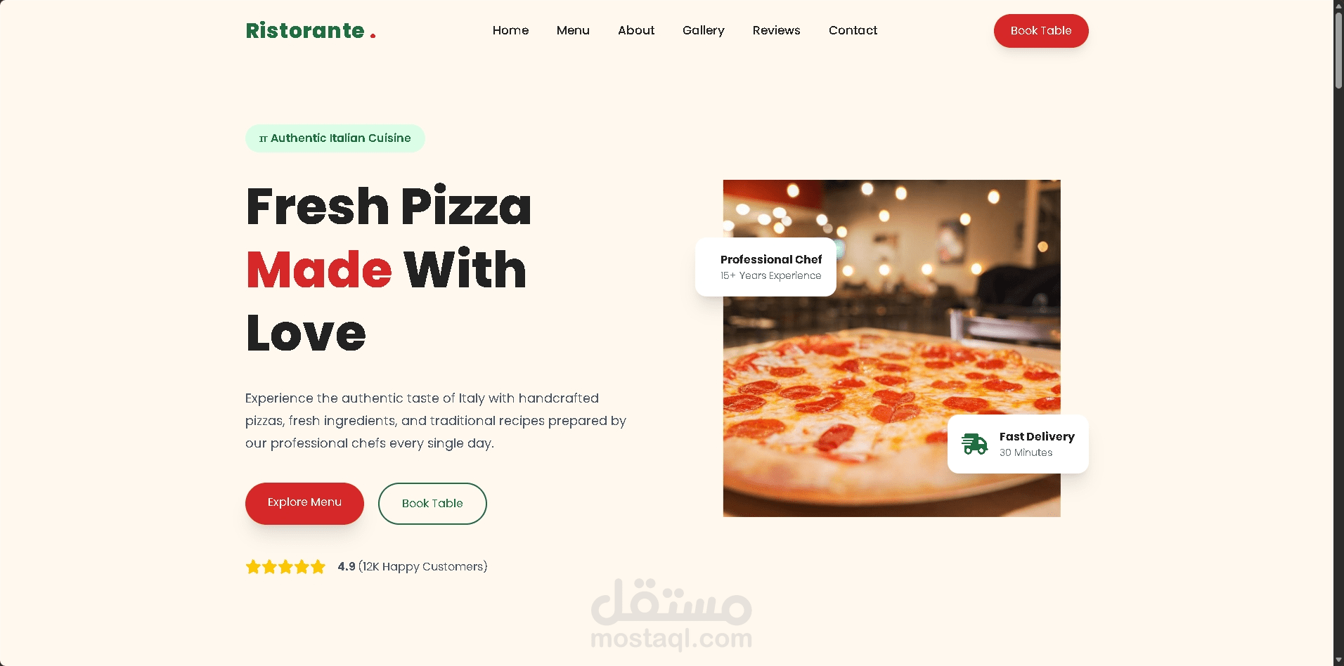 Restaurant Landing Page | HTML, Tailwind CSS & JavaScript