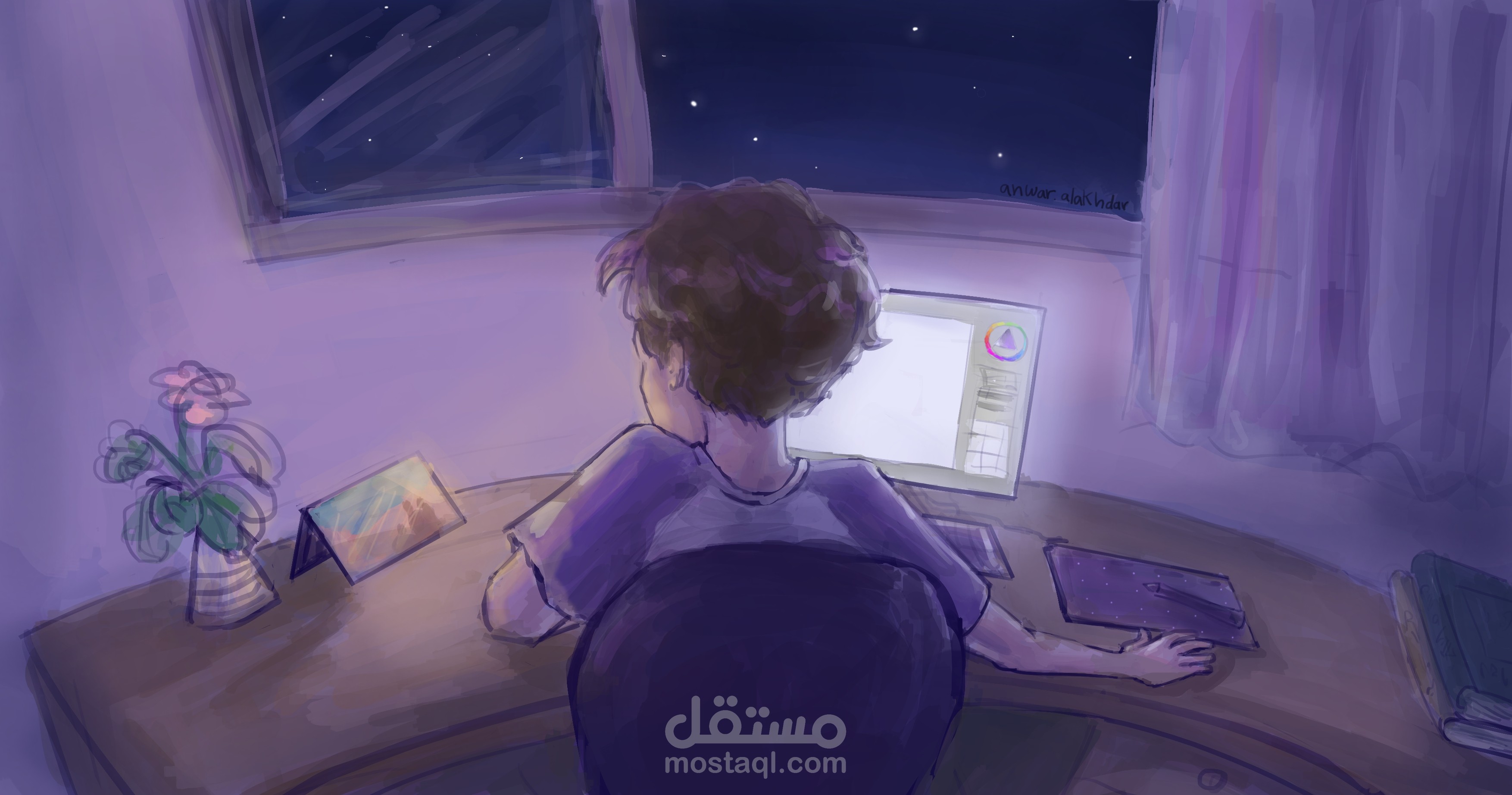 مشهد ديجتال ليلي.