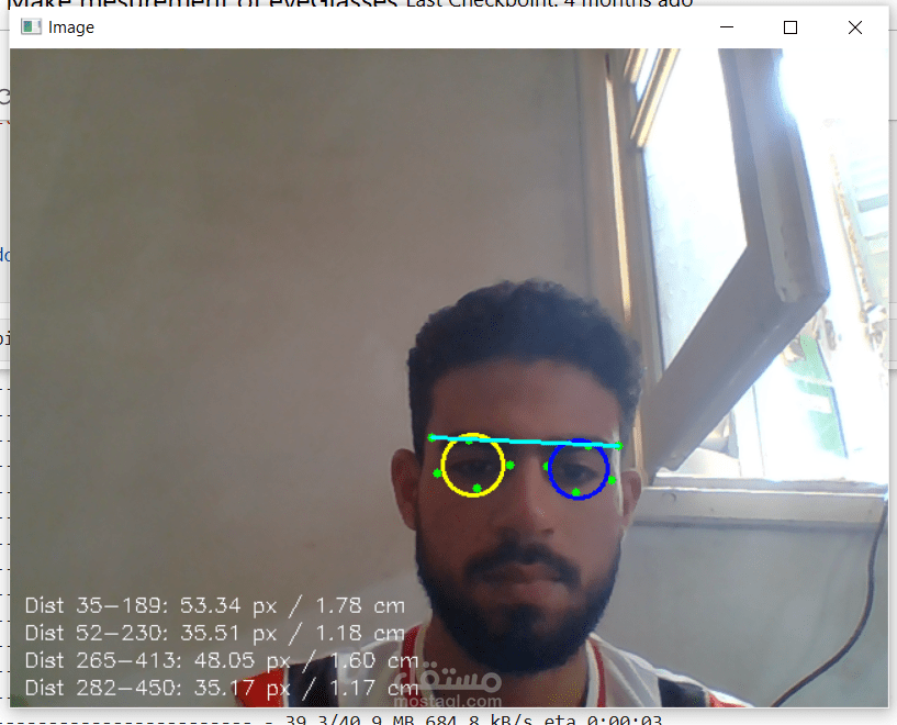 نظام ذكي لقياس أبعاد الوجه باستخدام Face Mesh و OpenCV