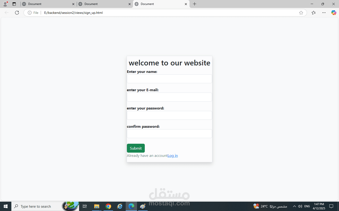login  and signUp form