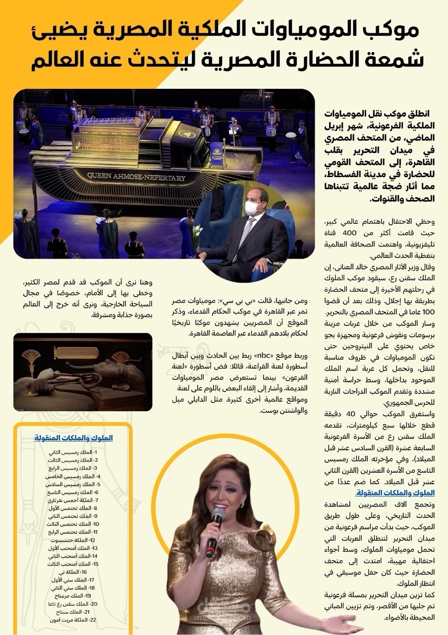تغطية إعلامية من القنوات المصرية لإفتتاح موكب المومياوات الملكية