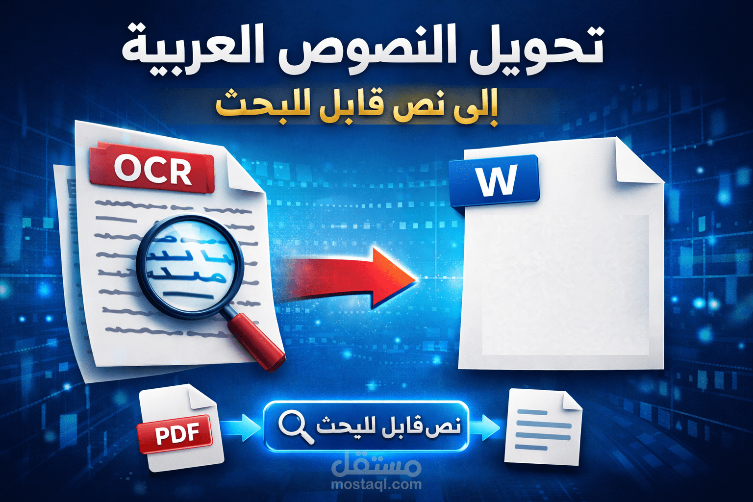 بتطبيق تقنية OCR (التعرف الضوئي على الحروف باللغة العربية ) لجعل النصوص قابلة للبحث والإستخراج