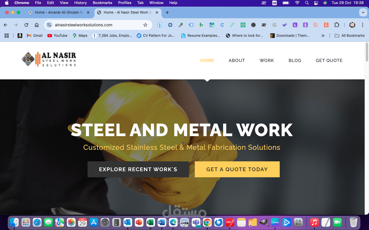 WordPress Website Development for Al Nasir Steel Work Solution
