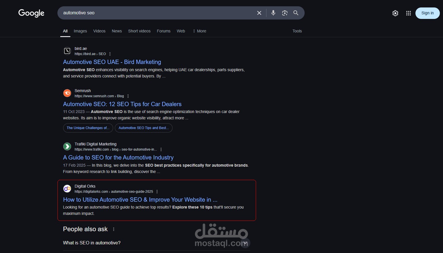 تحسين نتائج البحث لأحد المقالات الخاصة بموقع شركة DigitalOrks