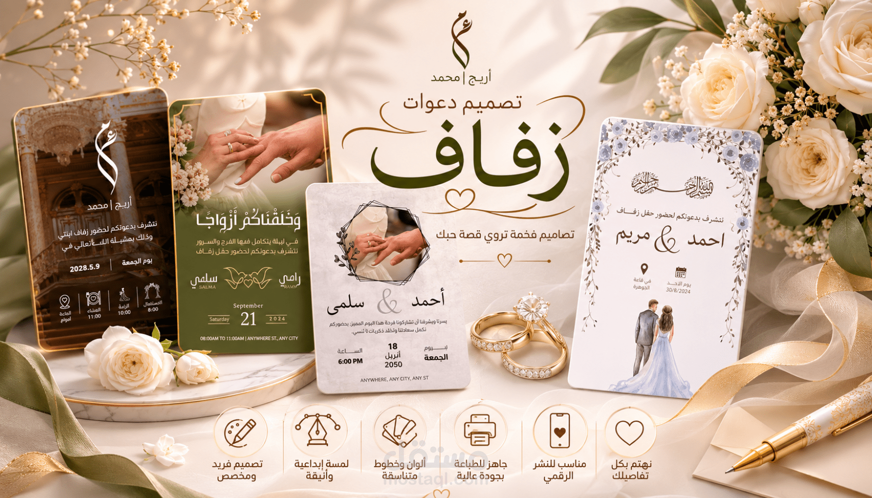 بطاقات دعوة لحفل زفاف