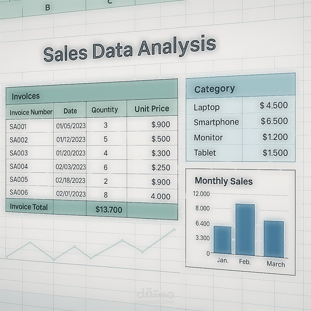 تنظيم وتحليل بيانات مبيعات باستخدام Excel باحتراف
