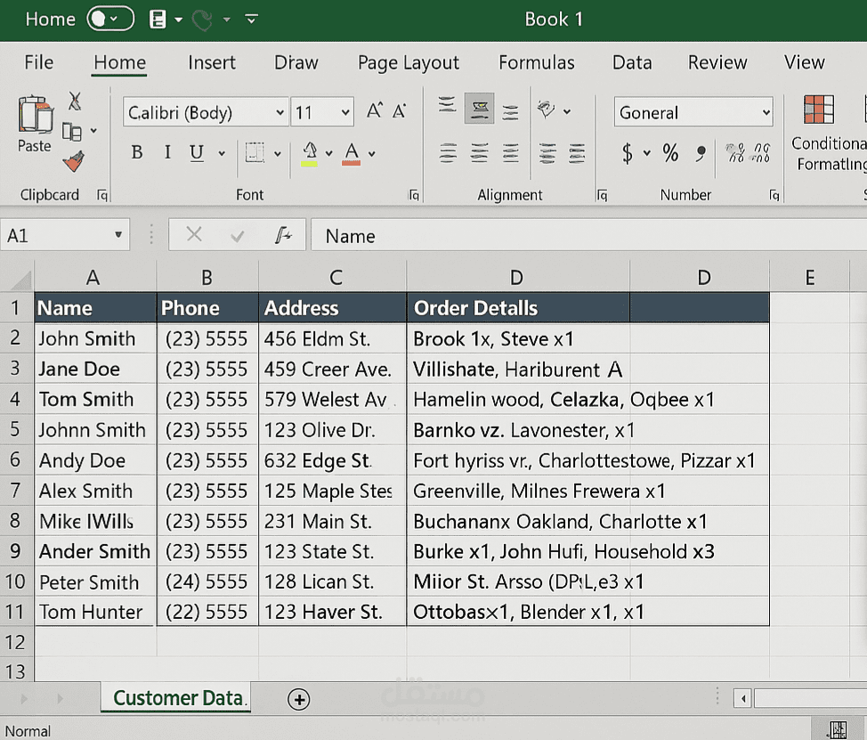 تنسيق وتفريغ بيانات العملاء من ملفات PDF إلى Excel
