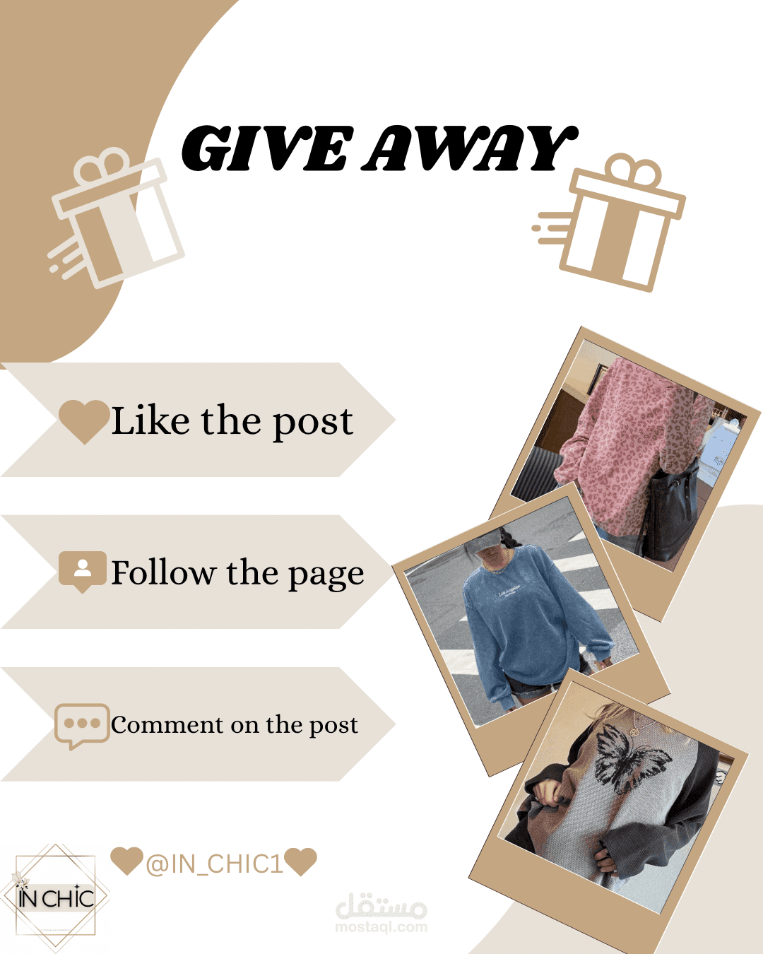 تصميم إعلان تفاعلي لحملة Giveaway – براند In Chic