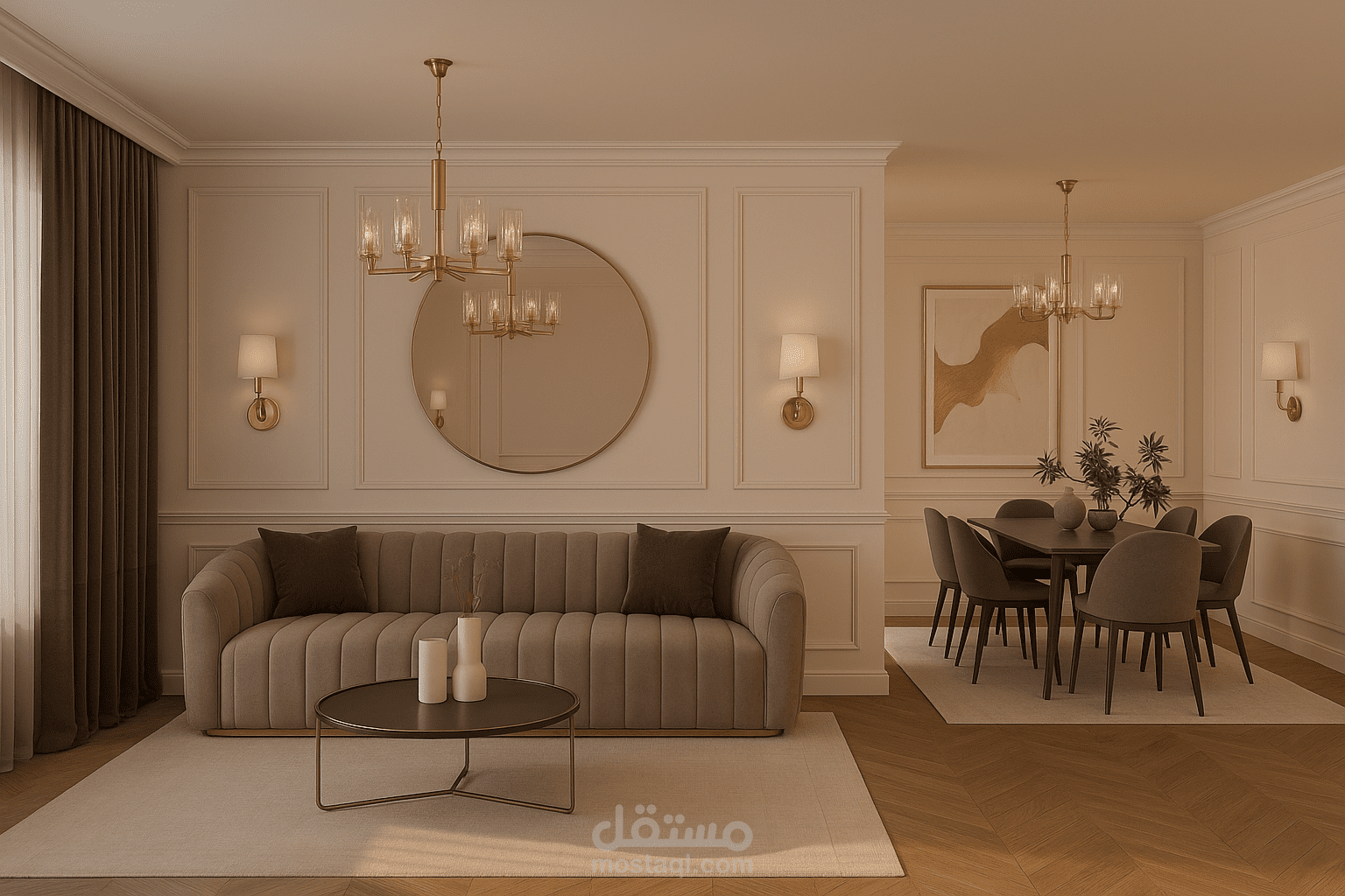 تصميم صالة معيشة نيو كلاسيك