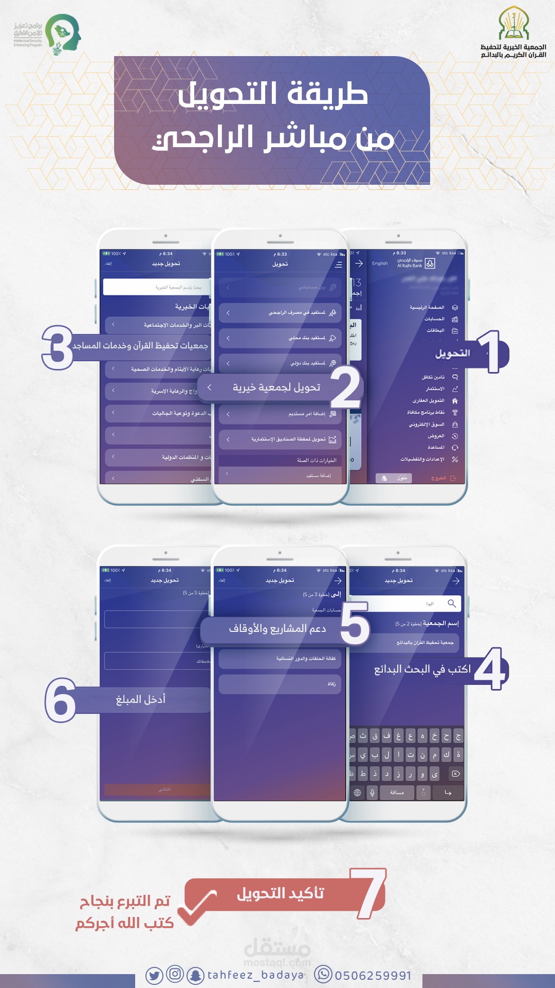 شرح لخطوات التحويل والتبرع للجمعية