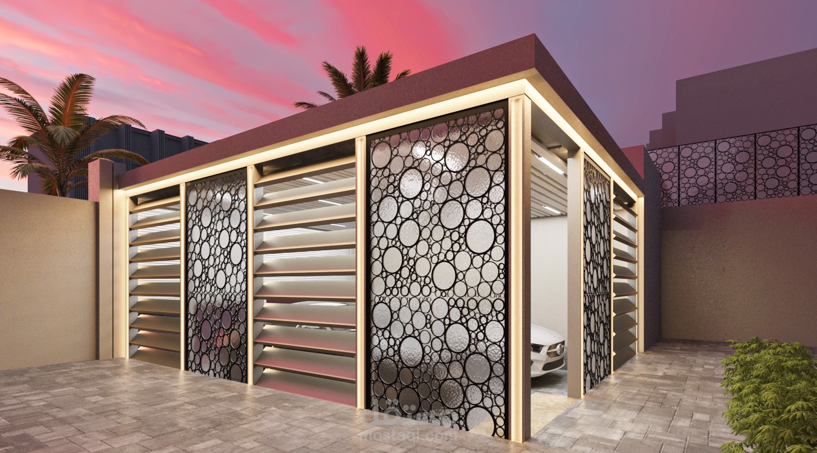 تصميم موقف سيارات لفيلا