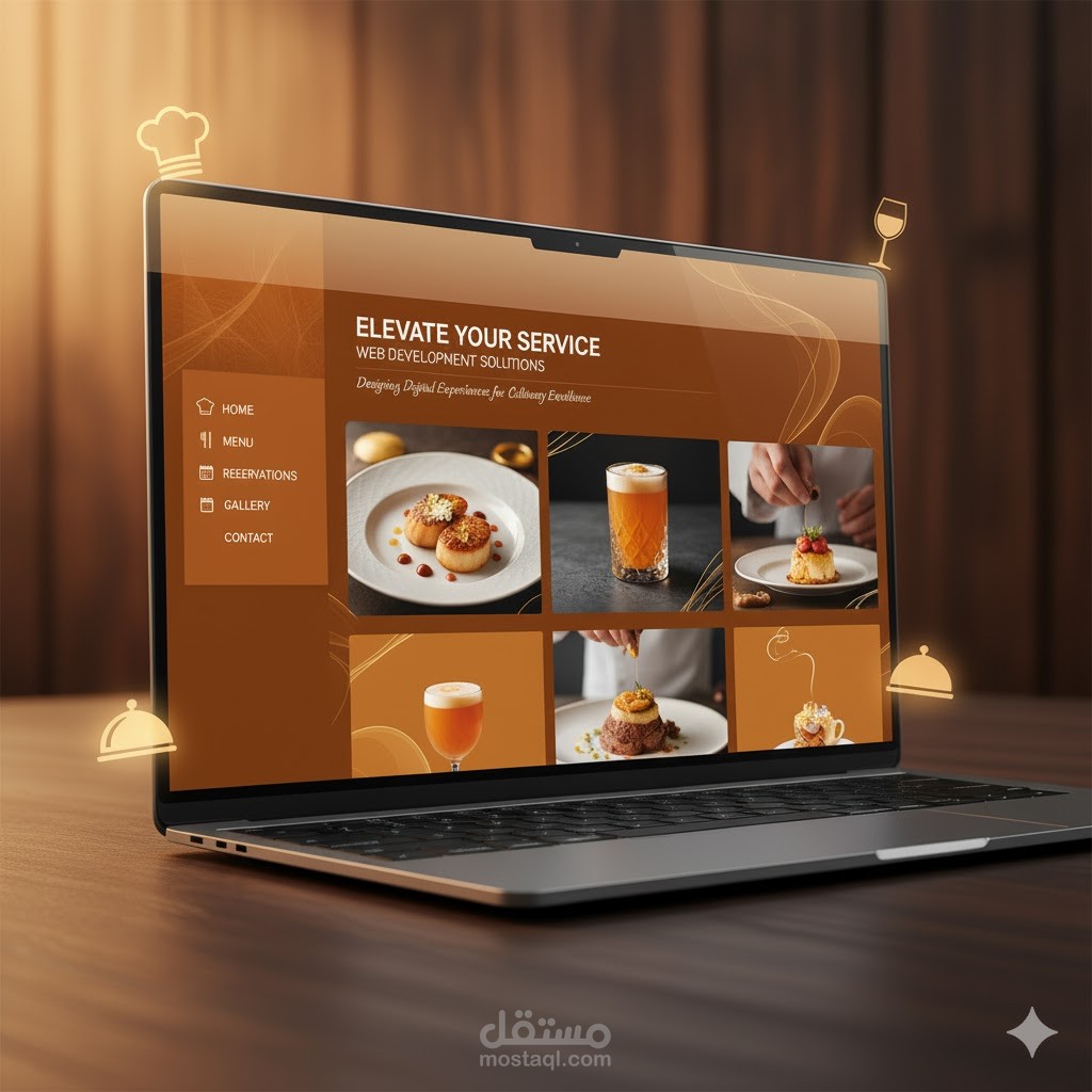 مشروع موقع مطعم بواجهة للعميل ولوحة تحكم للإدارة لإدارة الطلبات والقائمة