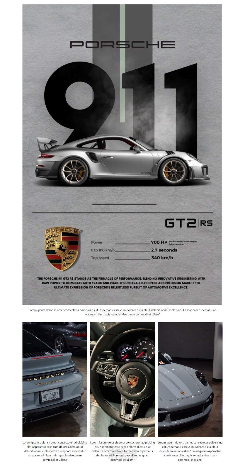 تصميم Landing Page فاخرة ومتجاوبة لسيارة Porsche