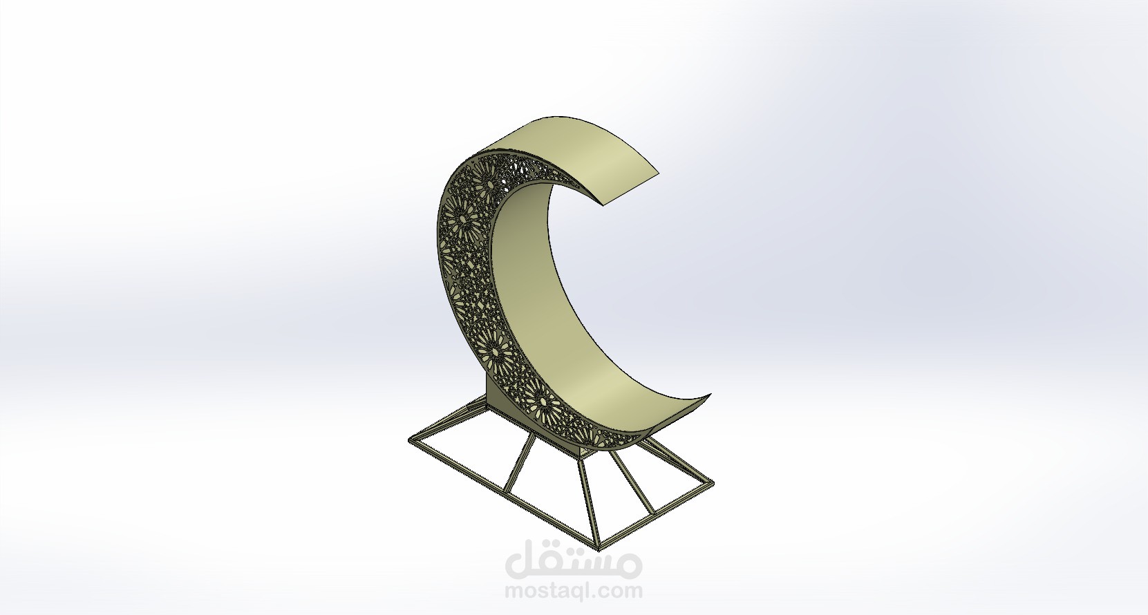 تصميم وتصنيع مجسم هلال رمضان معدني بطول 3 أمتار