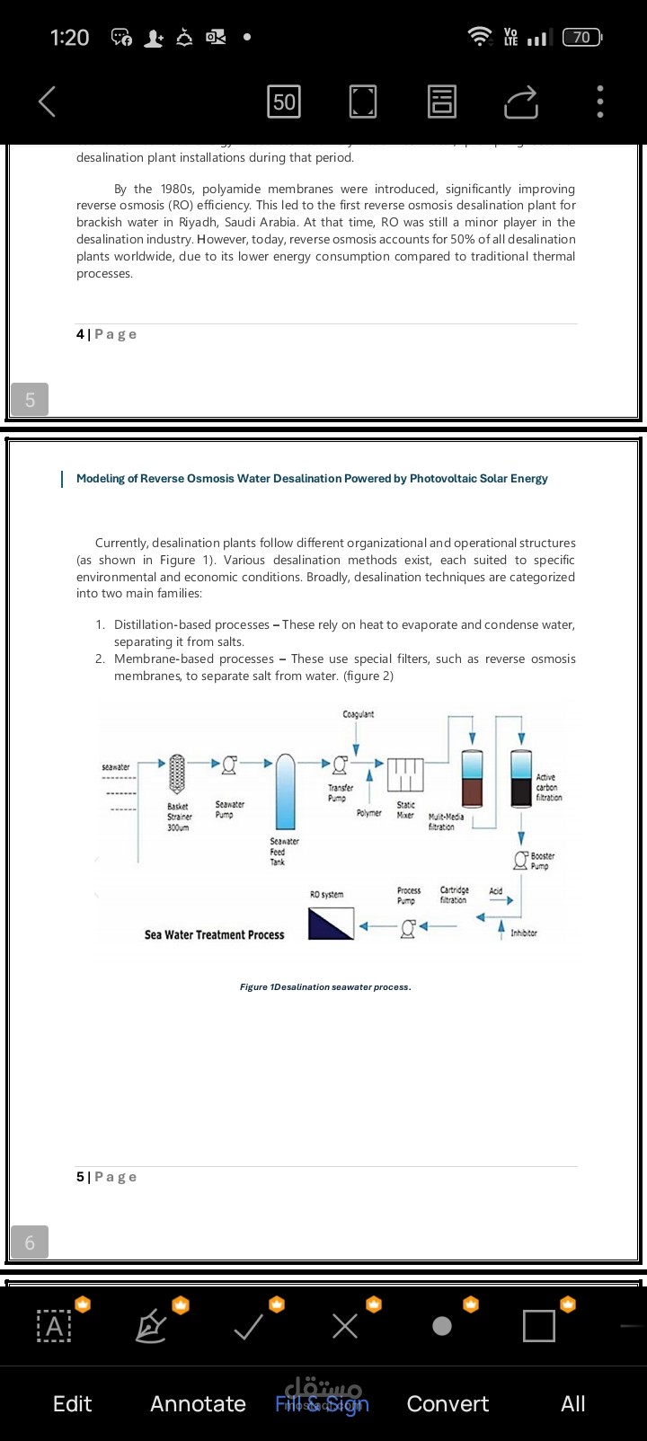 Modeling of Reverse Osmosis Water Desalination Powered by Photovoltaic Solar Energy