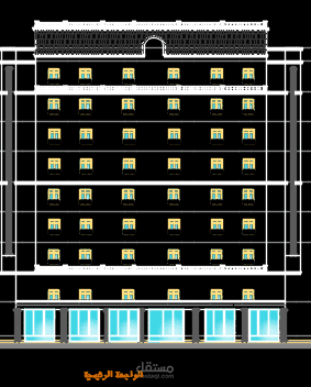 تصميم كامل للأنظمة الكهربائية لفندق مكوّن من 7 أدوار باستخدام AutoCAD