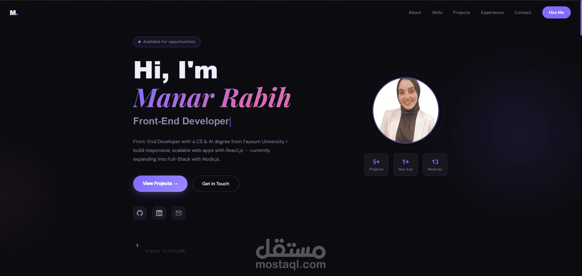تصميم وتطوير موقع بورتفوليو احترافي باستخدام React.js