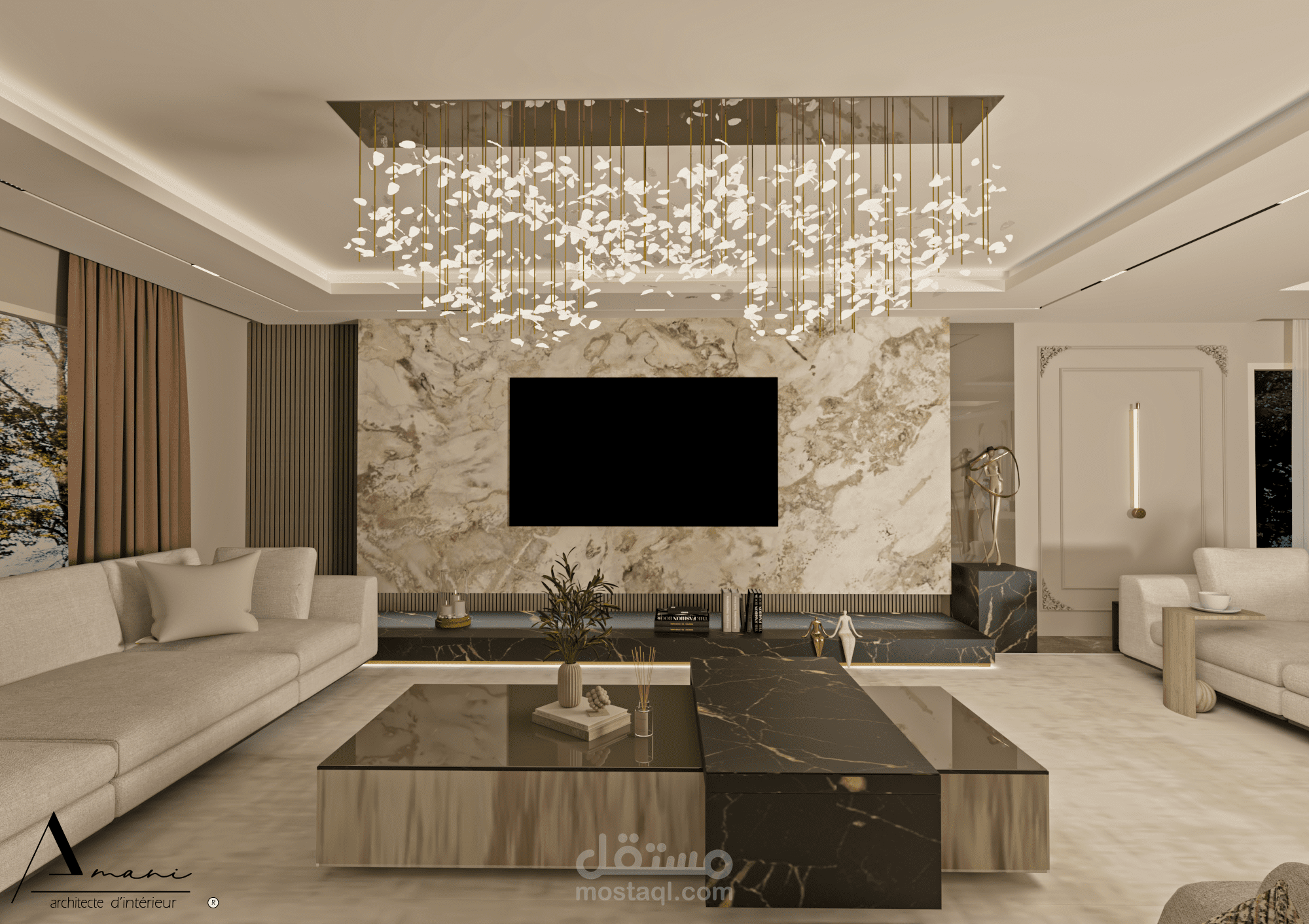 تصميم داخلي لغرفة المعيشة