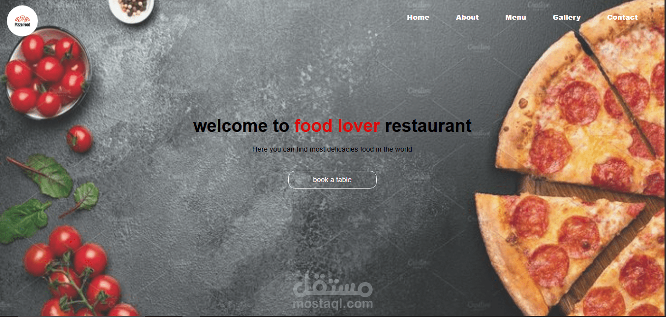تصميم واجهة لموقع مطعم بيتزا باستخدام HTML5 وCSS3 Pizza Restaurant Website Layout – Built with HTML5 & CSS3