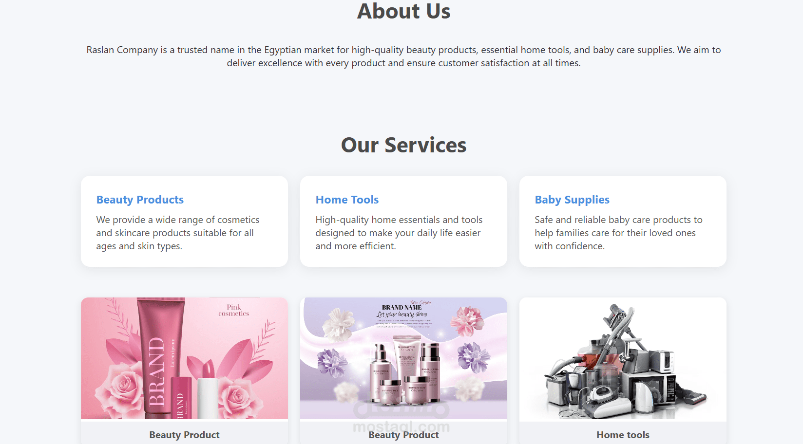 landing page for Reslan company