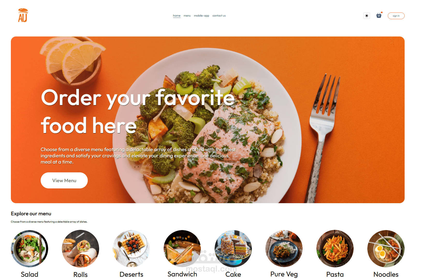 موقع إلكتروني لطلب الطعام اونلاين