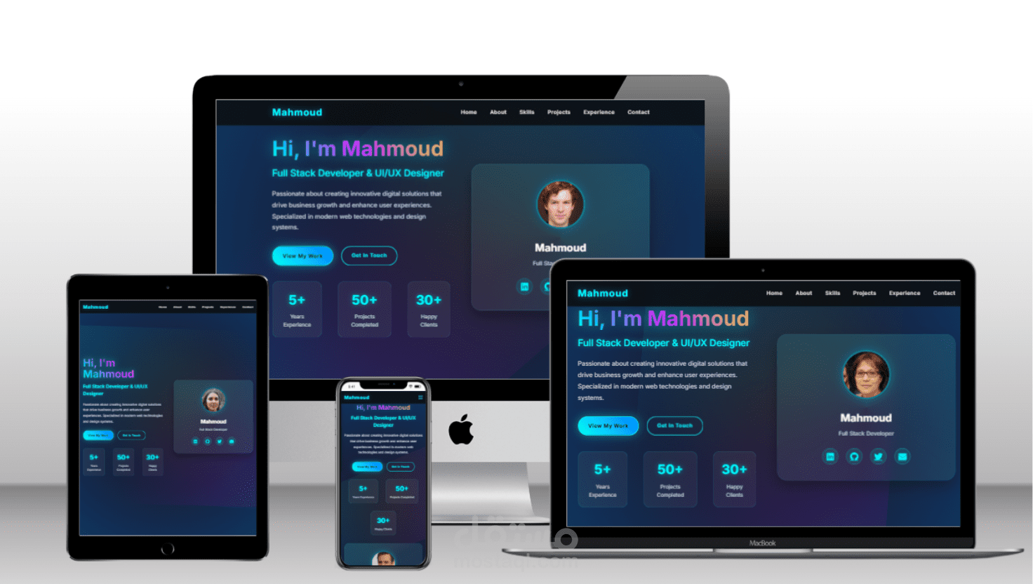 بورتفوليو شخصي احترافي بتقنيات HTML, CSS, JavaScript