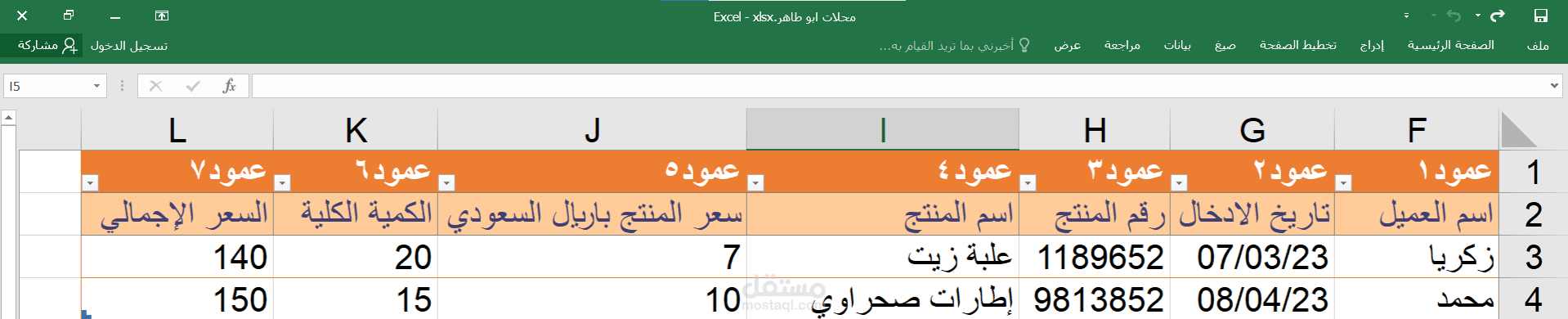 نظام كاشير بابرنامج الاكسل