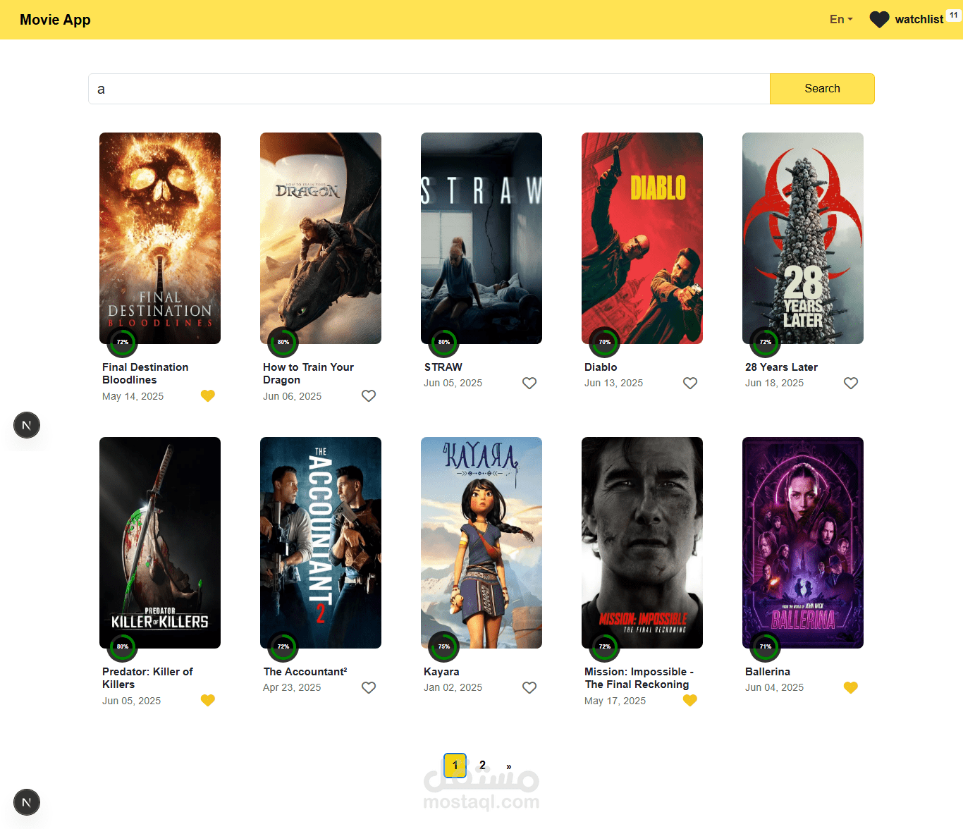 تطوير واجهة موقع أفلام باستخدام Next.js