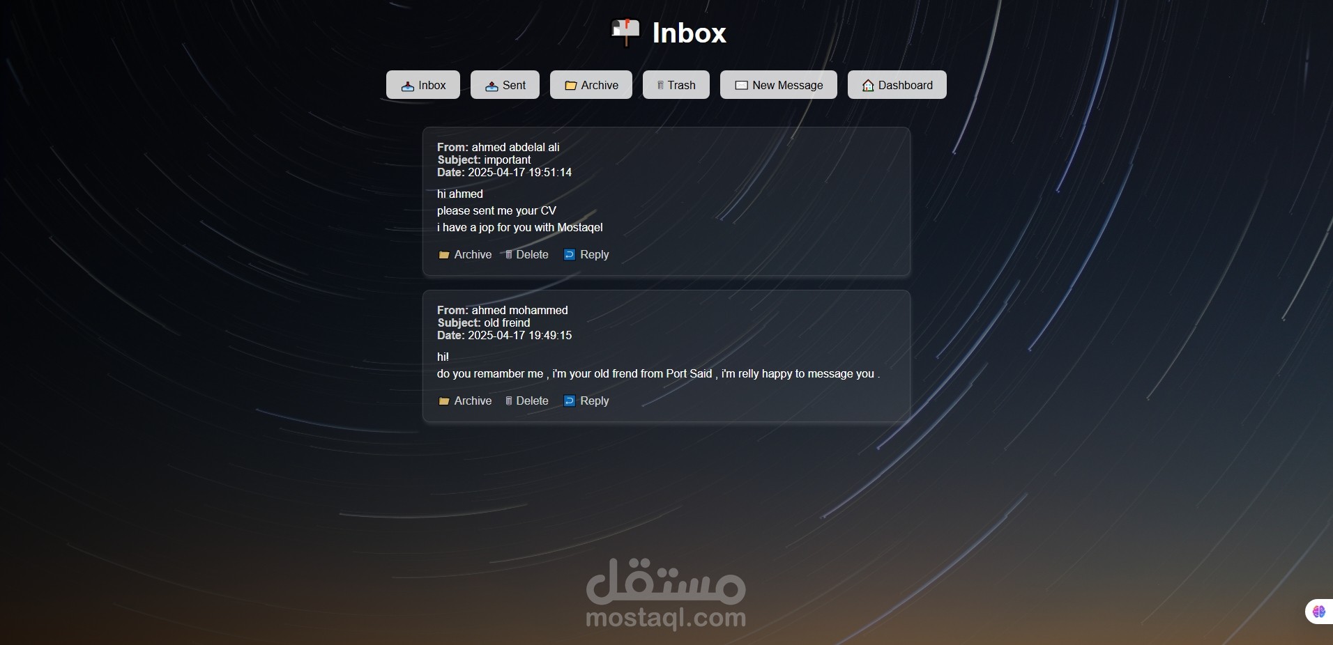 Local E-mail Sender , Receiver