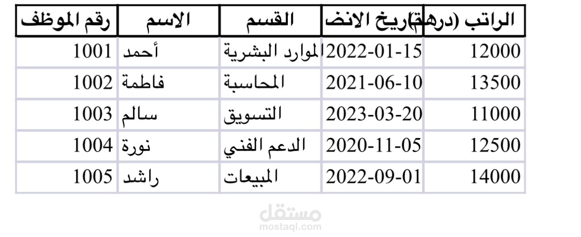 نموذج توضيحي لمهارتي في إدخال البيانات وتنظيم الجداول باستخدام Excel