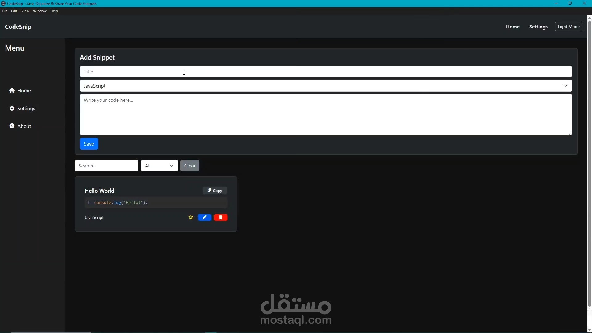 CodeSnip – Code Snippet Manager Web Application