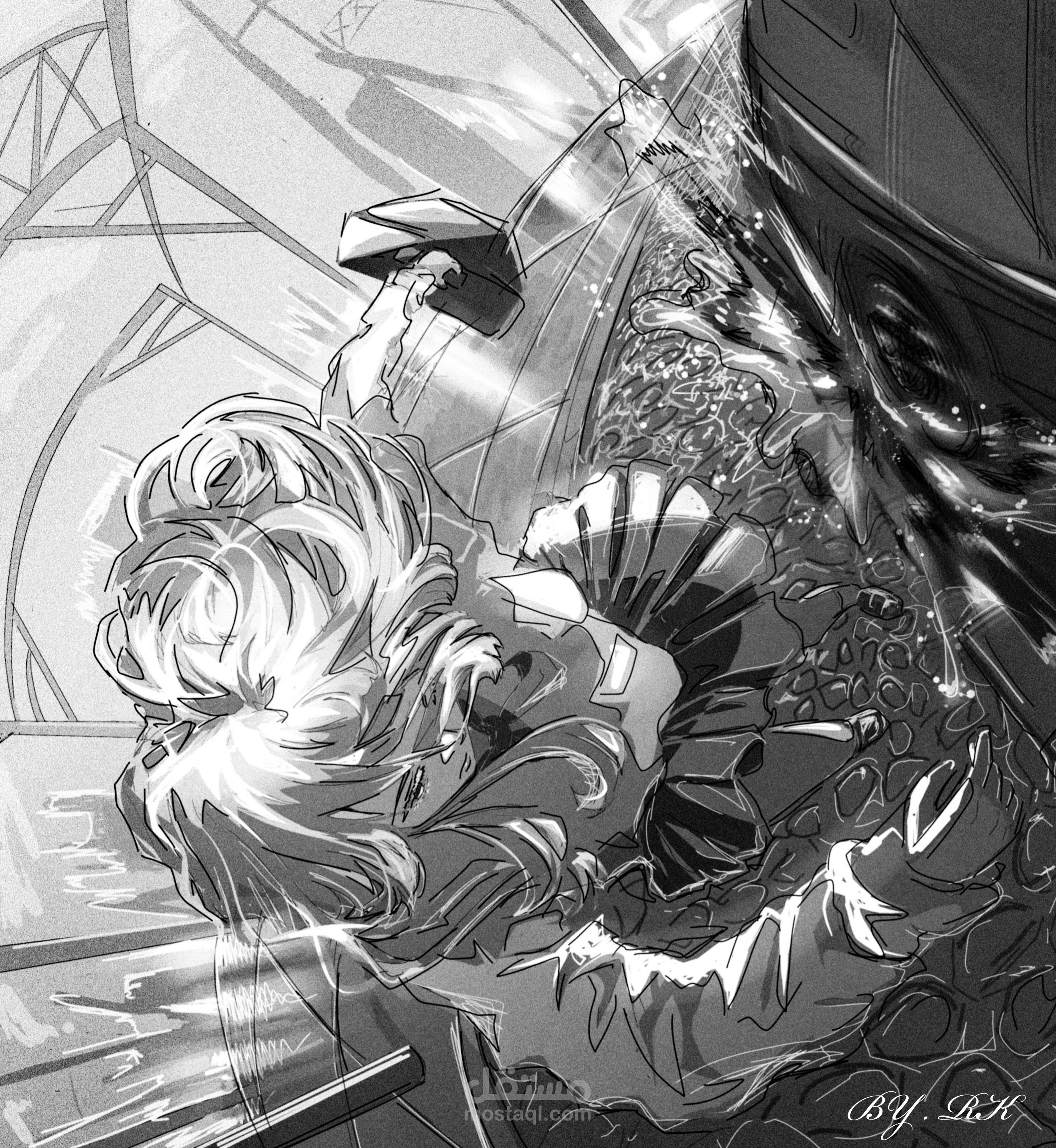 رسمة رقمية لفتاة أنمي