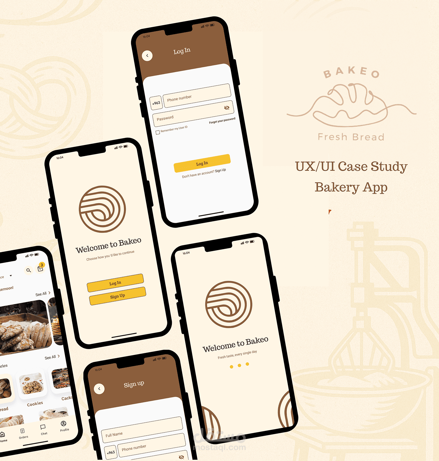 Bakeo – دراسة حالة UX/UI لتطبيق متجر مخبوزات