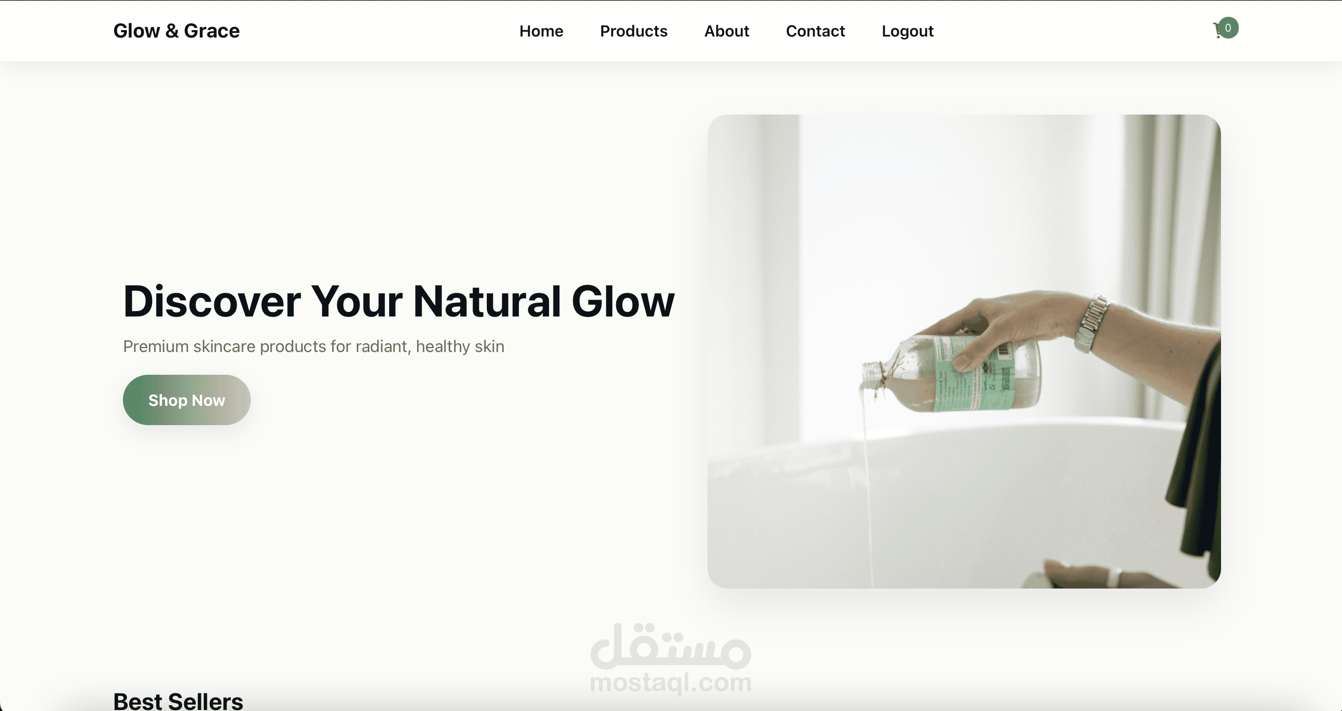 تصميم وتطوير واجهات موقع ويب لمنتجات البشره - Glow & Grace