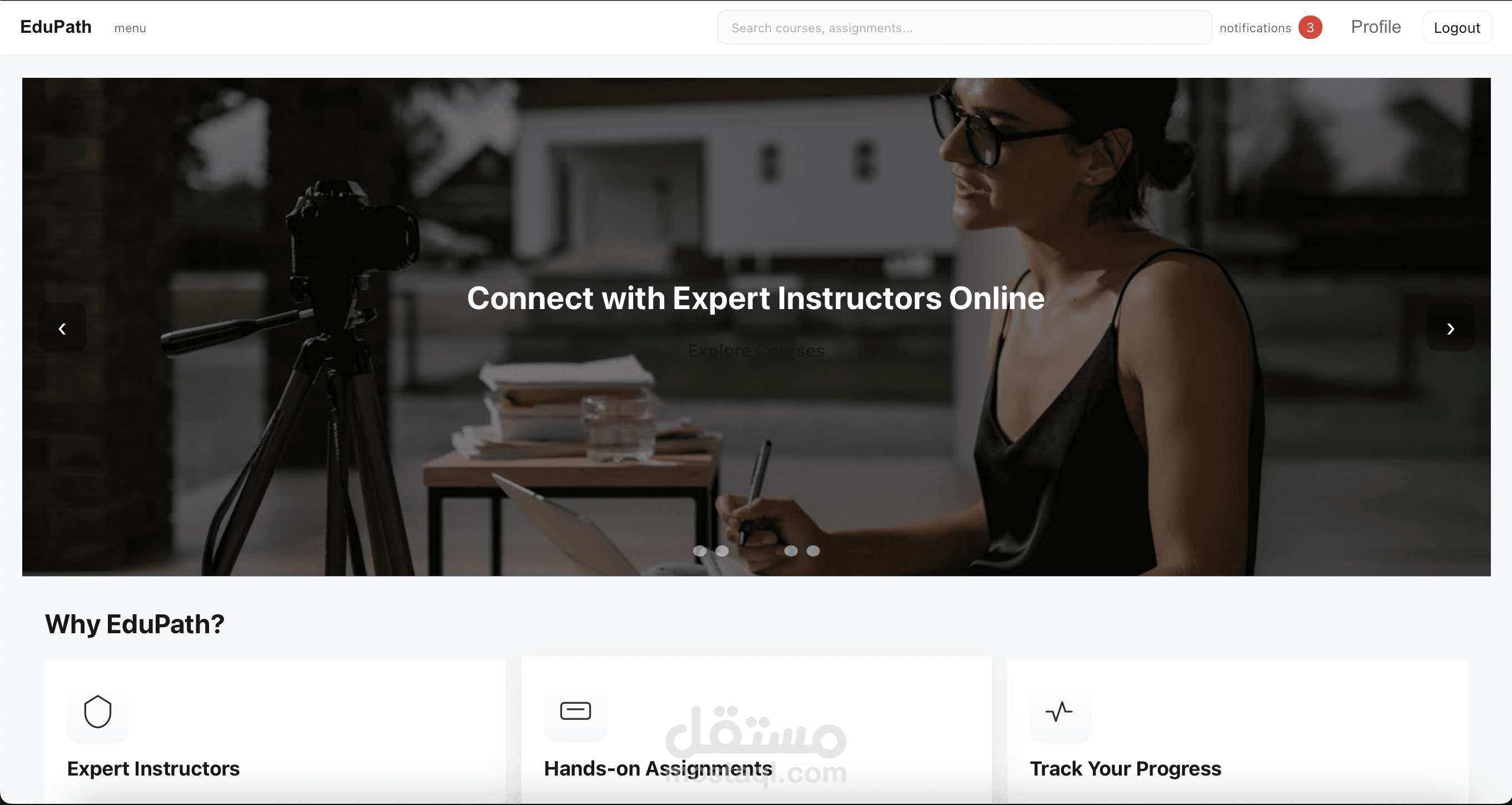 تطوير موقع ويب متكامل للتعليم – EduPath (Angular + APIs)