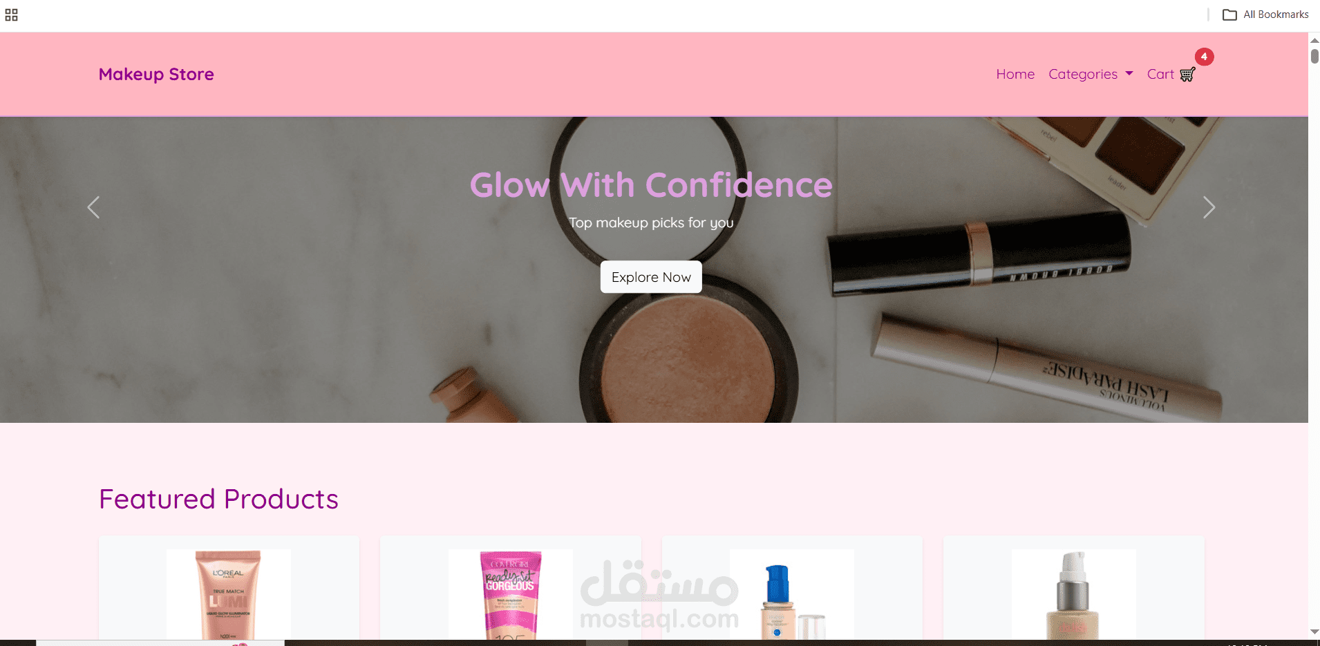 An E-commerse Makeup front  website