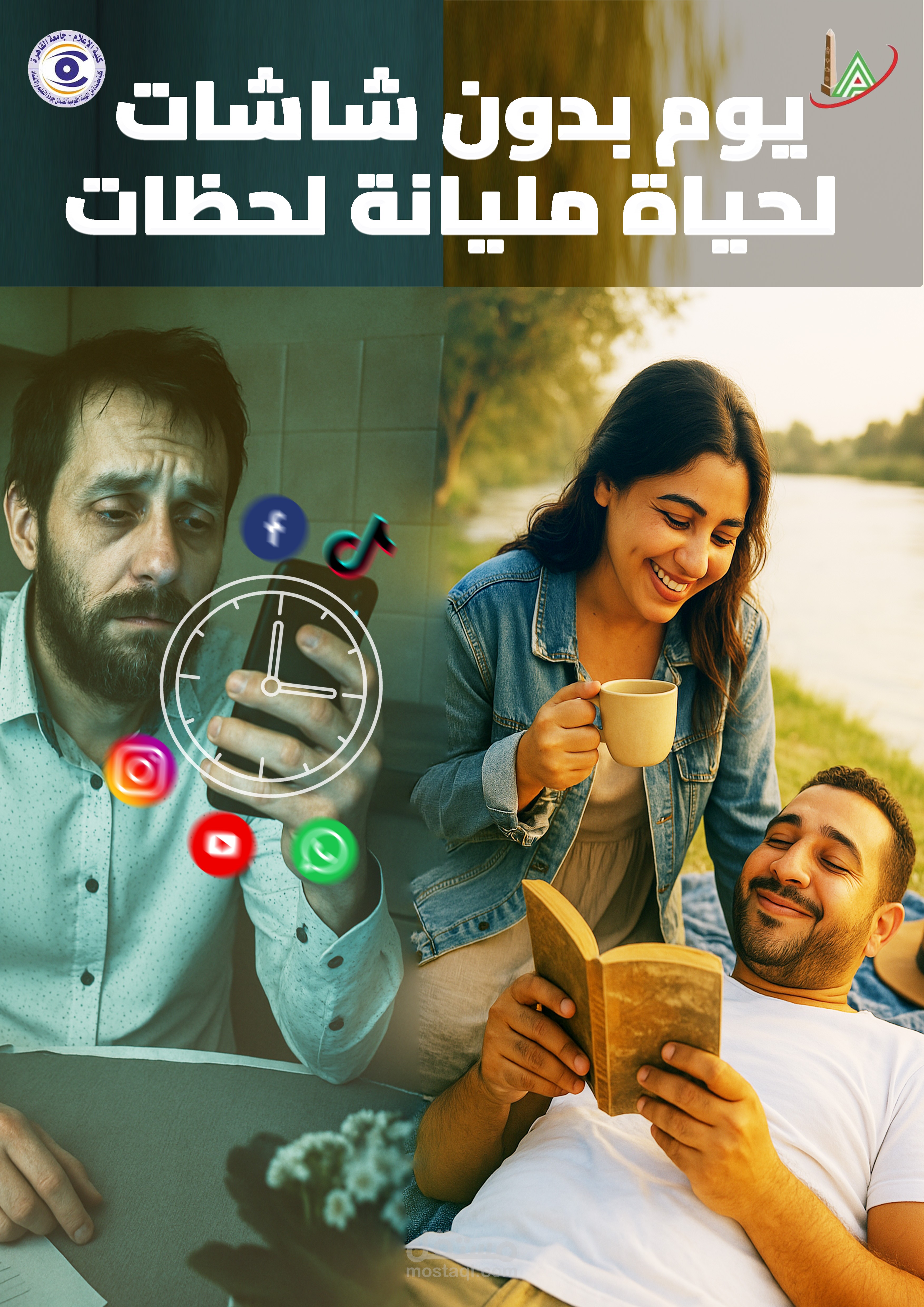 بوستر مخصص للطباعة ضمن حملة علاقات عامة للحد من الاستخدام المفرط للسوشيال ميديا