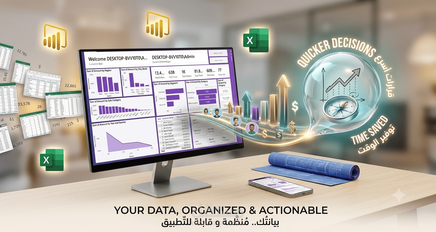 تصميم داشبورد Power BI & Excel احترافية لتحليل مبيعاتك بدقة