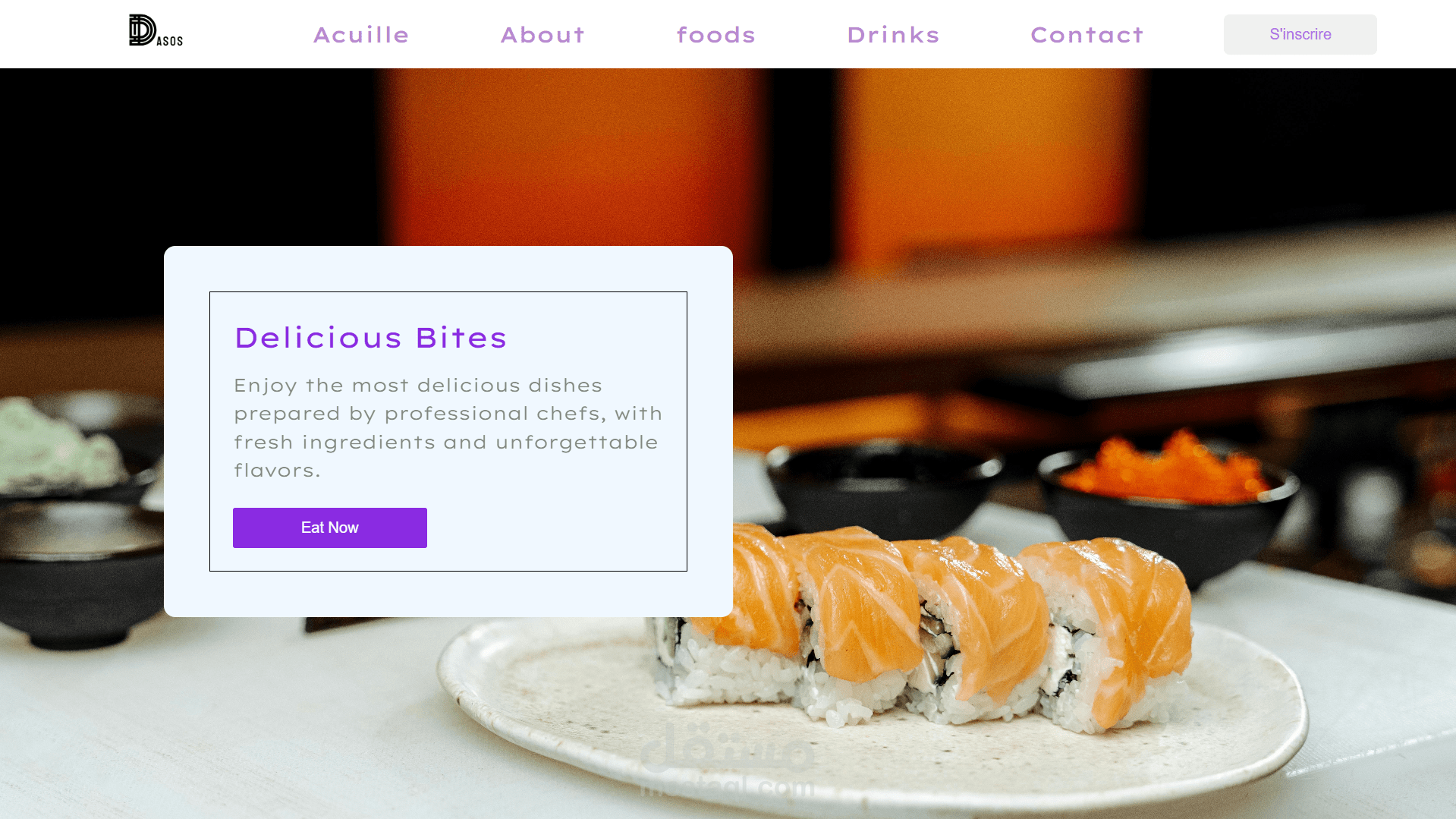 واجهة موقع مطعم عصري لعرض الأطباق والمأكولات بطريقة جذابة | تصميم متجاوب باستخدام HTML, CSS وJavaScript