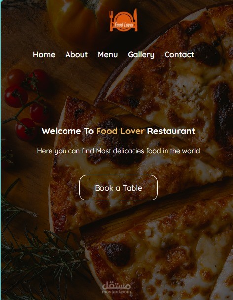 تصميم موقع إلكتروني لمطعم Food Lover Restaurant