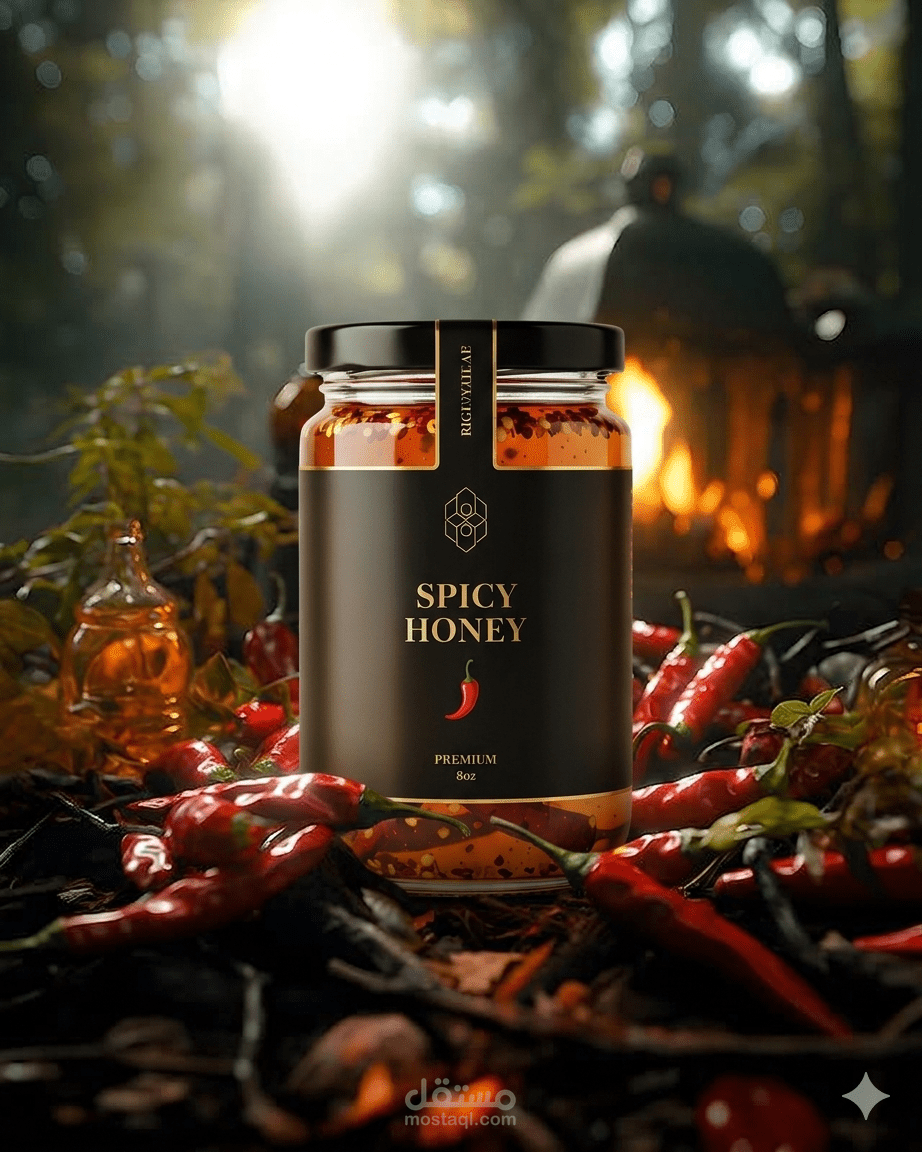 تصميم صور منتجات سينمائية بالذكاء الاصطناعي (Case Study: Spicy Honey)