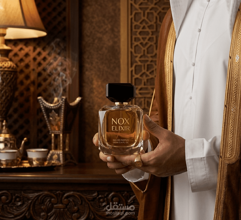 حملة إعلانية سينمائية لعطر فاخر (AI Photography & Video Generation)