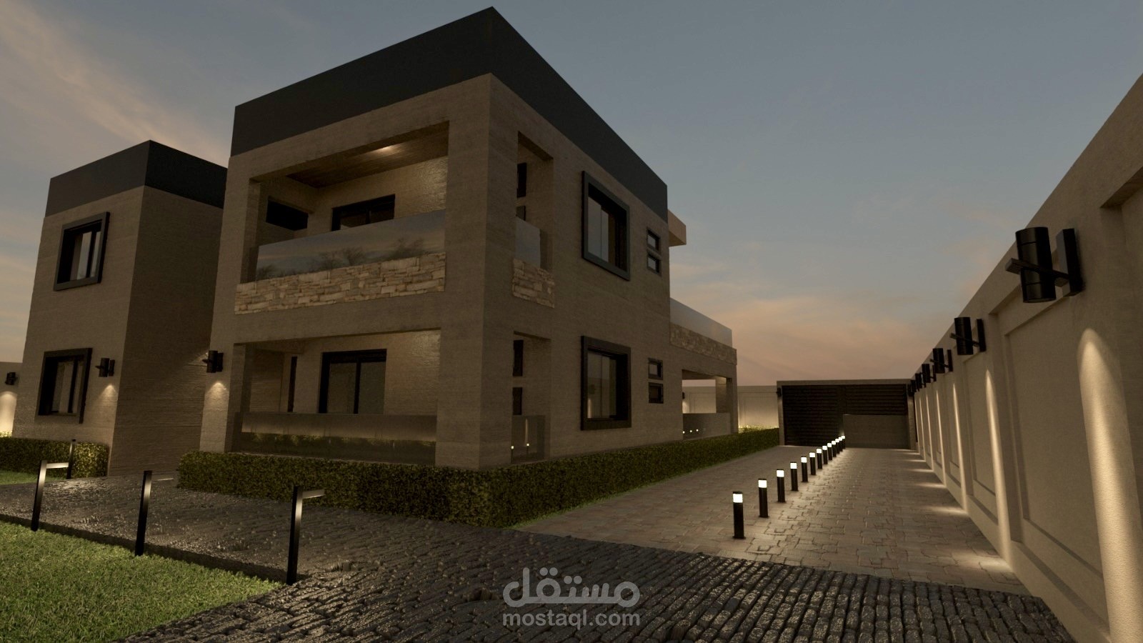 Exterior Design for a Villa with a Swimming Pool