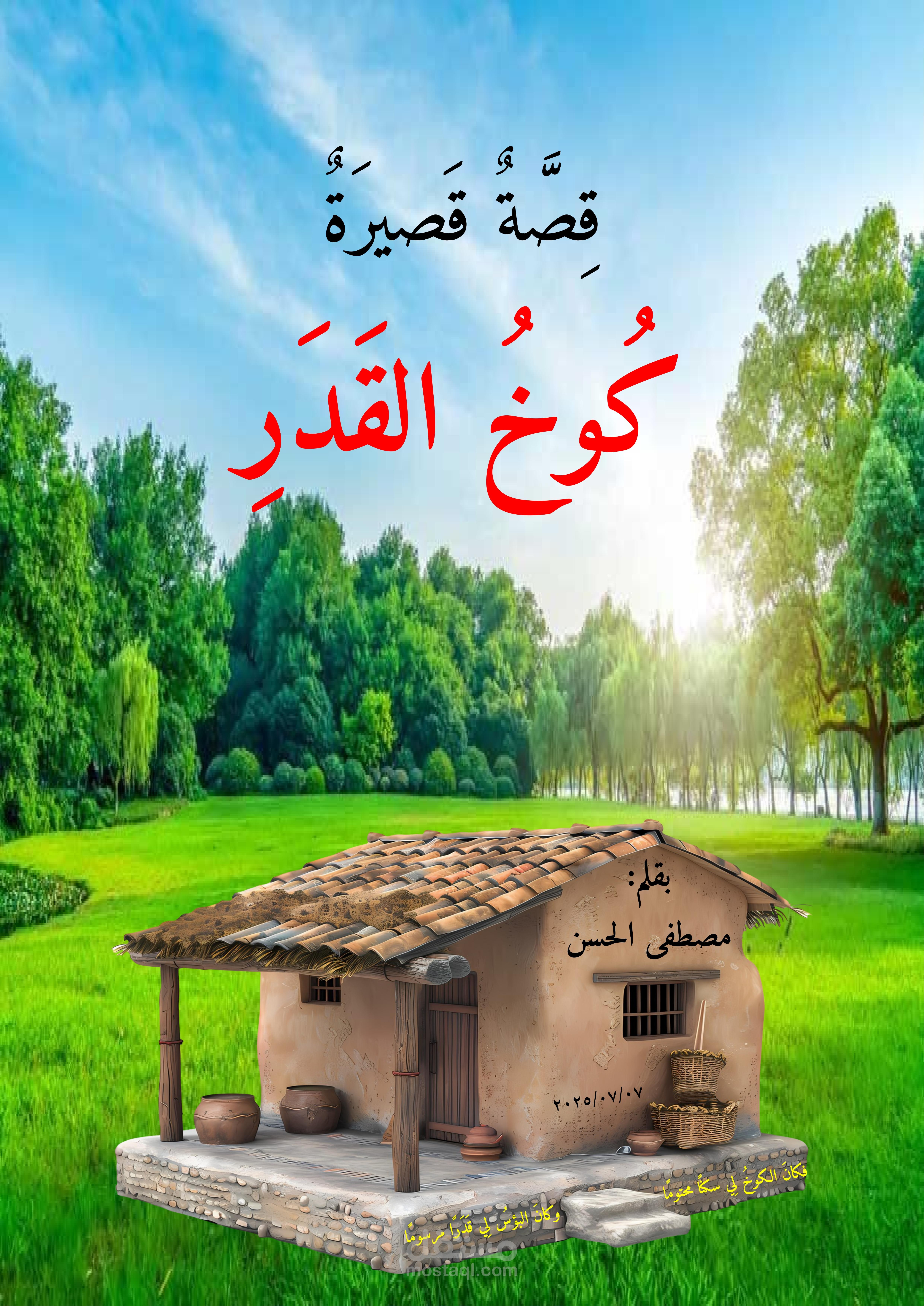 قصّة قصيرة من تأليفي ومراجعتي وتدقيقي بعنوان «كوخُ القدرِ»